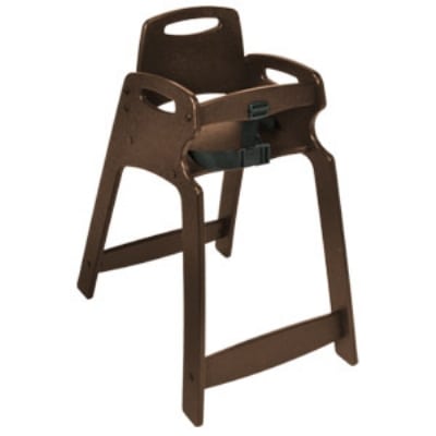 CSL 333-BRN-KD Lightweight Recycled Plastic High Chair, Assembly Required, Brown