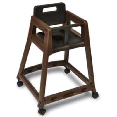 CSL 850C-BRN-KD Plastic Stackable High Chair w/ Casters, Assembly Required, Brown