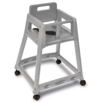 CSL 850C-DGY-KD Plastic Stackable High Chair w/ Casters, Assembly Required, Gray