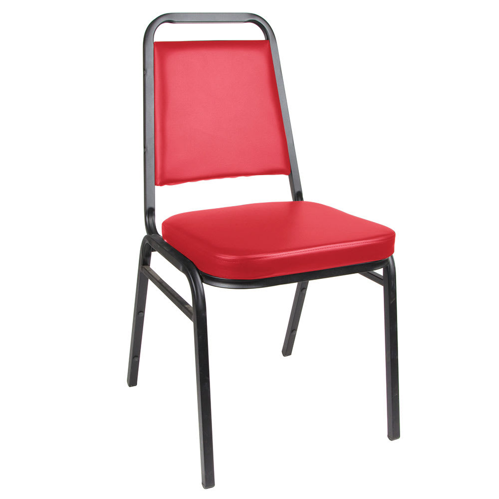 red stacking chairs