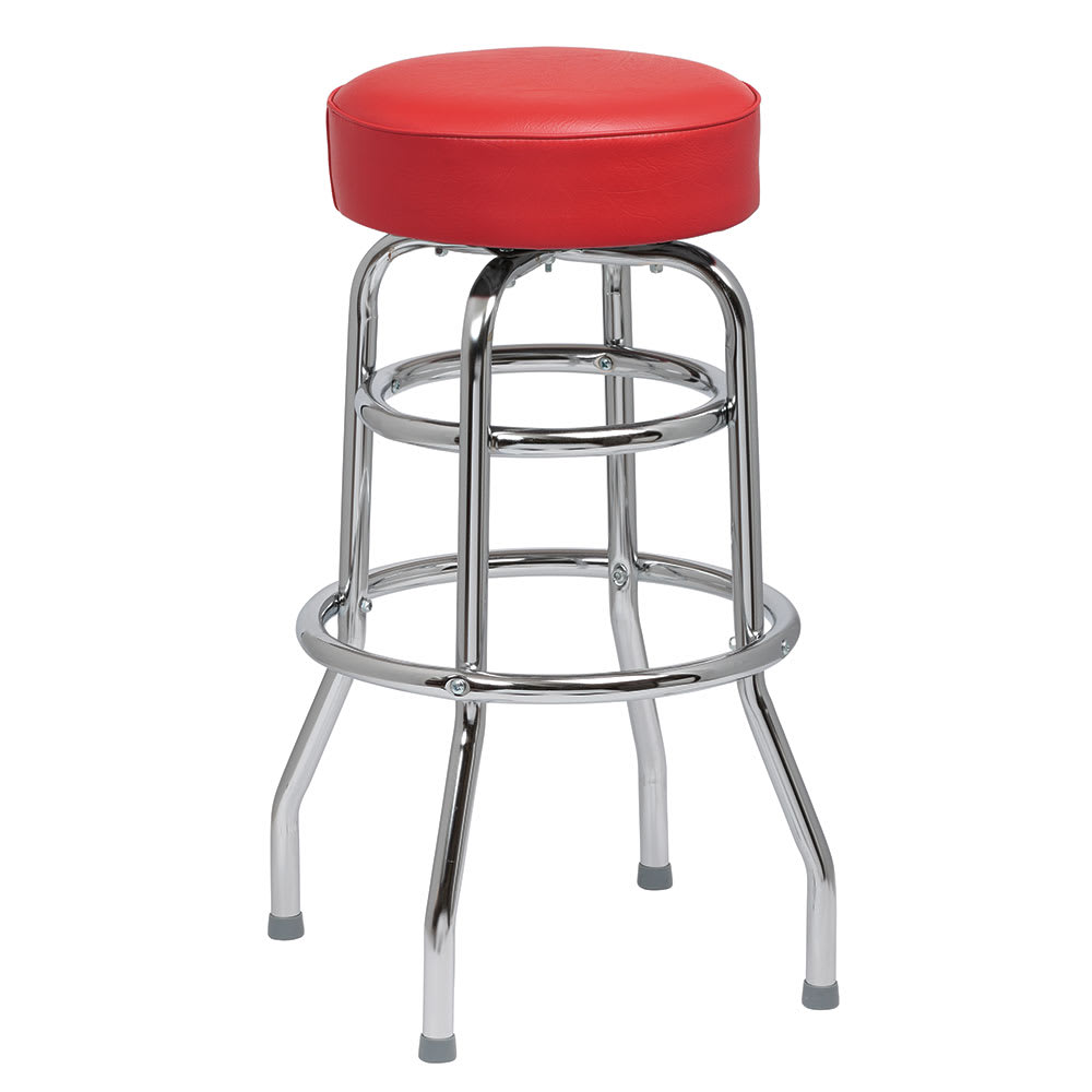 Flash Furniture Double Ring Chrome Barstool with Red Seat 
