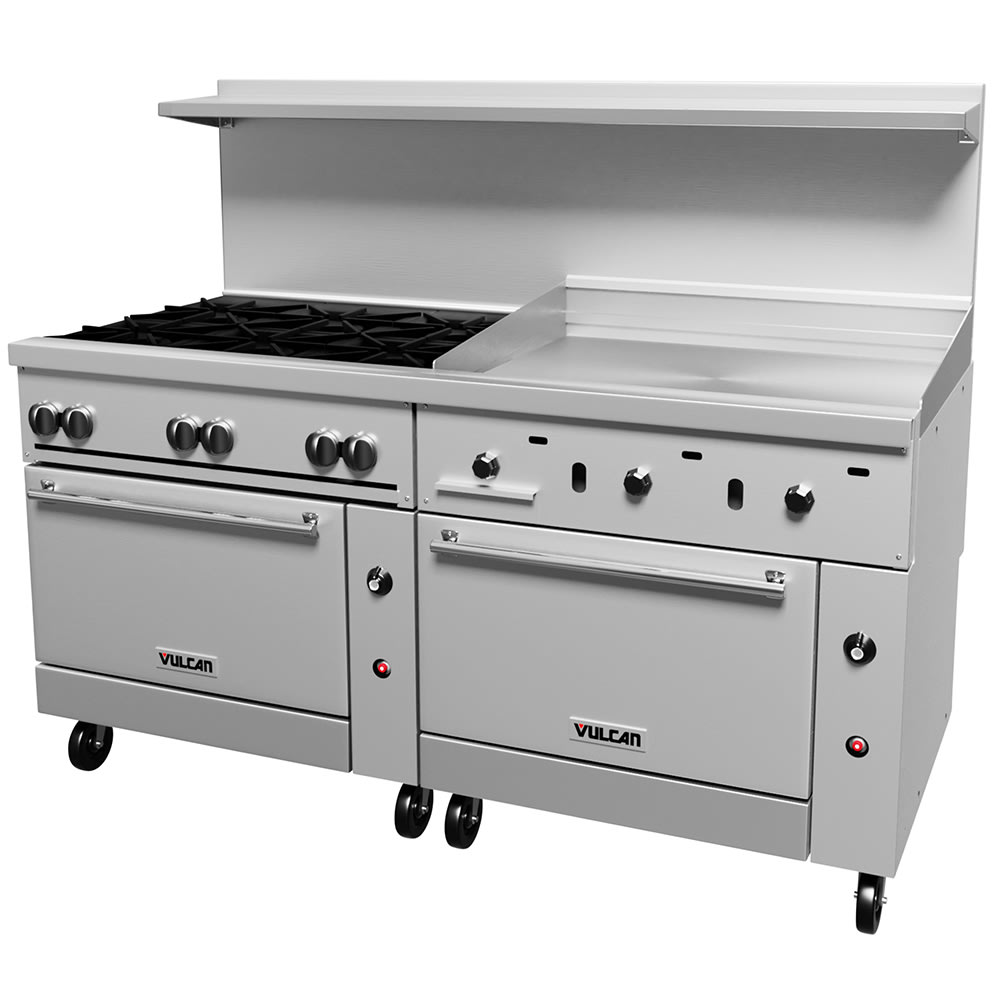 Vulcan 72SS6B36G 72" 6 Burner Gas Range w/ Griddle & (2) Standard