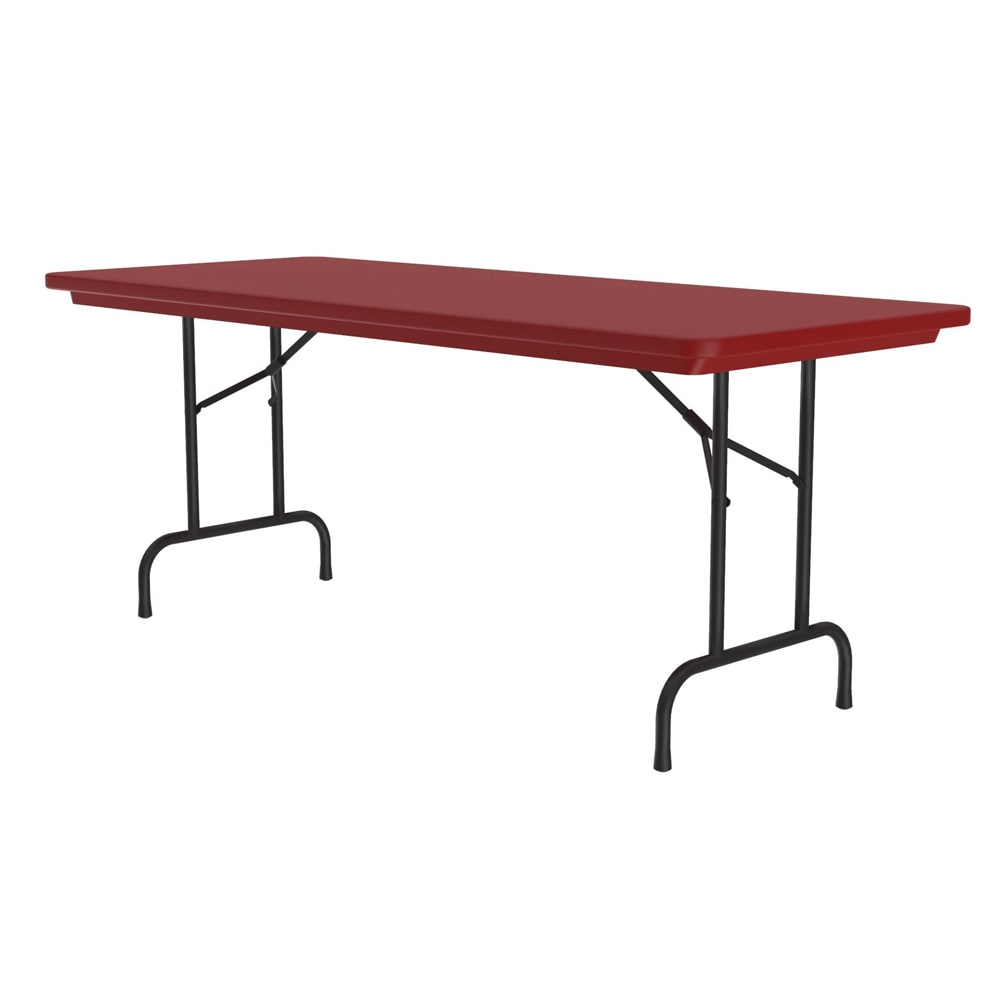 red plastic folding table