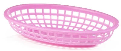 Tablecraft 1074P Classic Oval Basket, 9-3/8 x 6 x 1-7/8-in, Poly, Pink