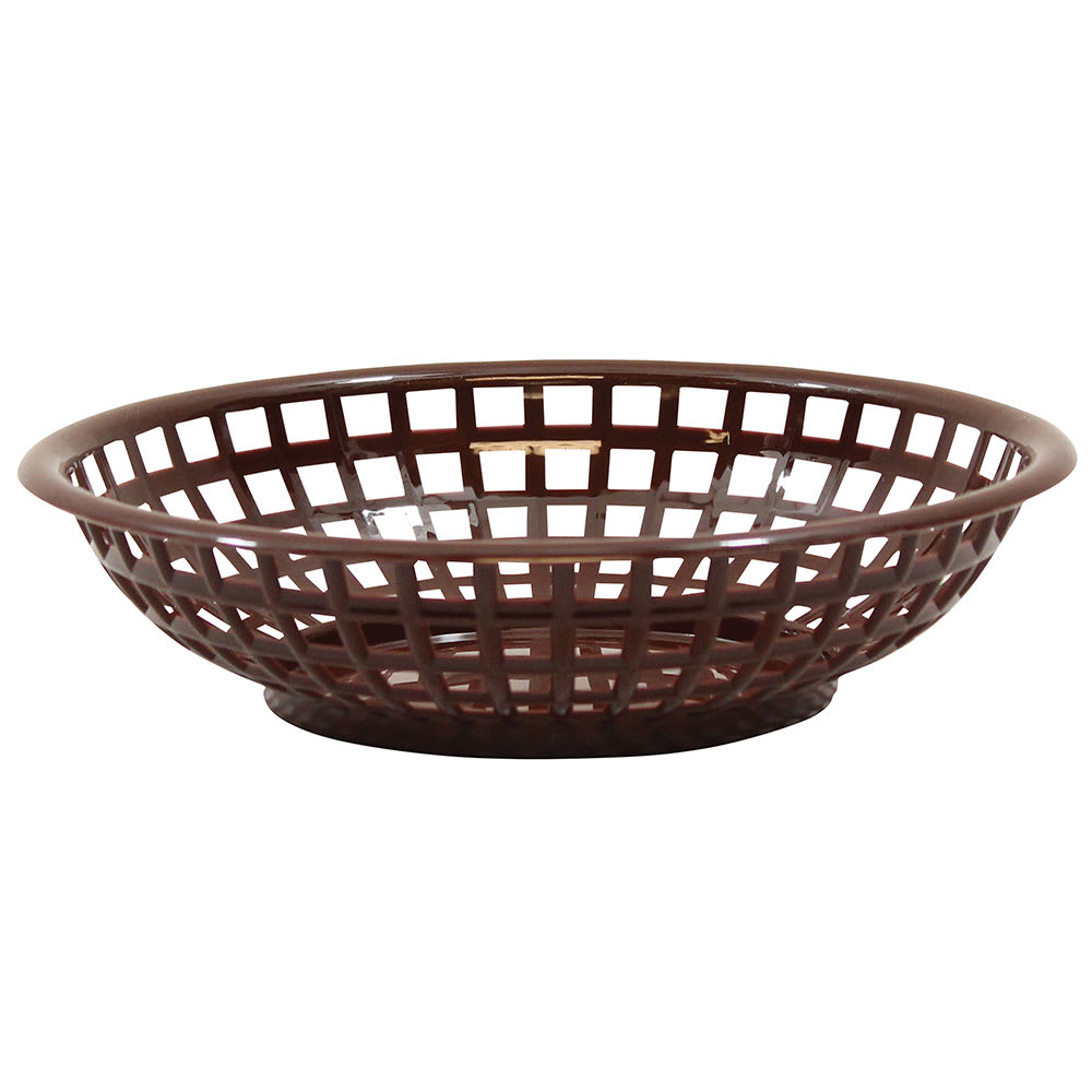 Tablecraft 1075BR Round Serving Basket, 8 x 2-3/8-in, Poly, Brown