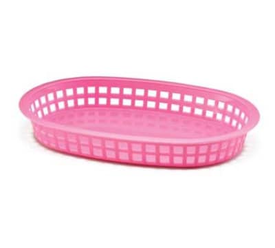 Tablecraft 1076P Oval Platter Basket, 10.5 x 7 x 1.5-in, Poly, Pink
