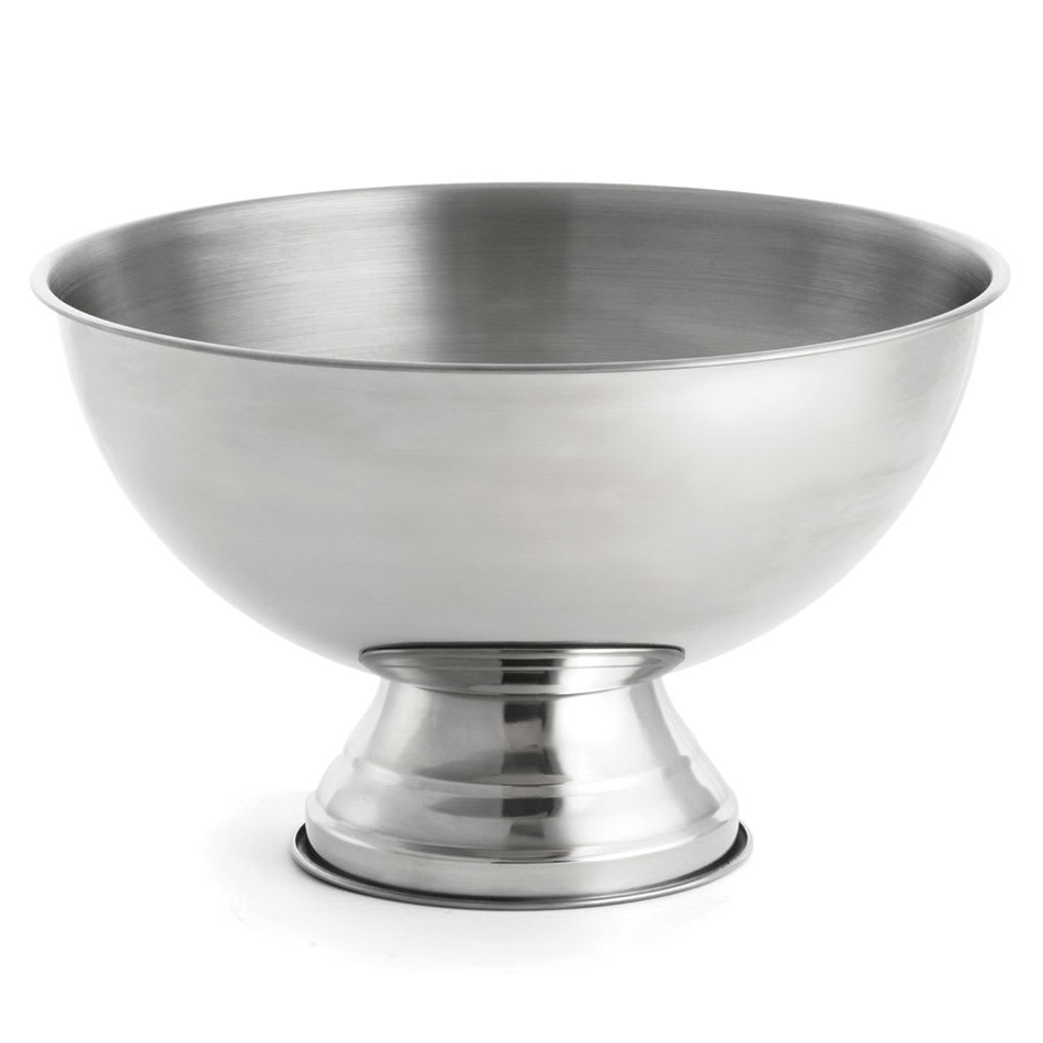 Tablecraft 1511 Round Punch Bowl w/ Pedestal Base, 10 qt, Stainless Steel