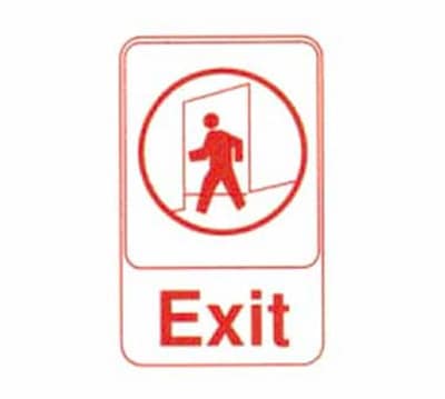 Tablecraft 695609 Exit Sign - 6" x 9", Red on White