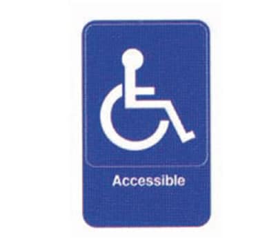 Tablecraft 695644 6 x 9-in Sign, Accessible w/Handicapped Symbol, Blue and White
