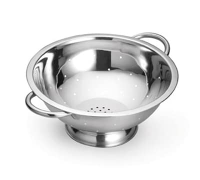 Tablecraft 703 3-Quart Stainless Steel Colander w/ Mirror Finish, Tube Handles