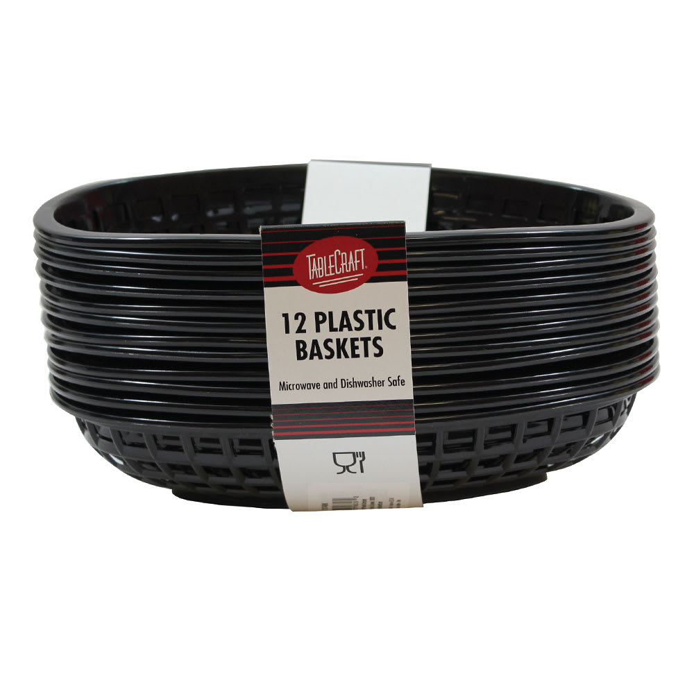 Tablecraft C1074BK Cash And Carry Classic Baskets, 9-3/8 x 6 x 1-7/8", Oval, Plastic, Black