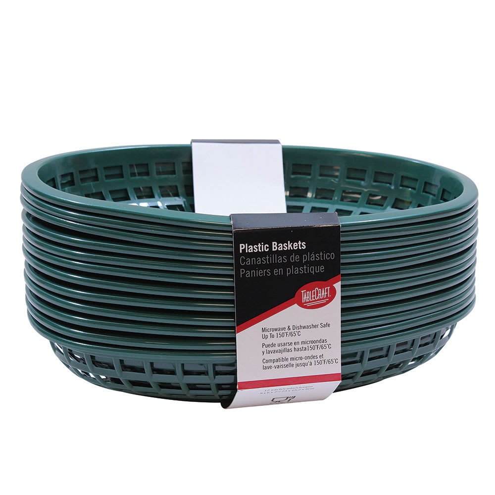 Tablecraft C1074FG Cash And Carry Classic Baskets, 9-3/8 x 6 x 1-7/8", Oval, Plastic, Forest Green