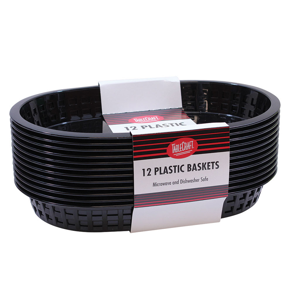 Tablecraft C1076BK Cash And Carry Chicago Baskets, 10.5 x 7 x 1.5", Oval, Plastic, Black