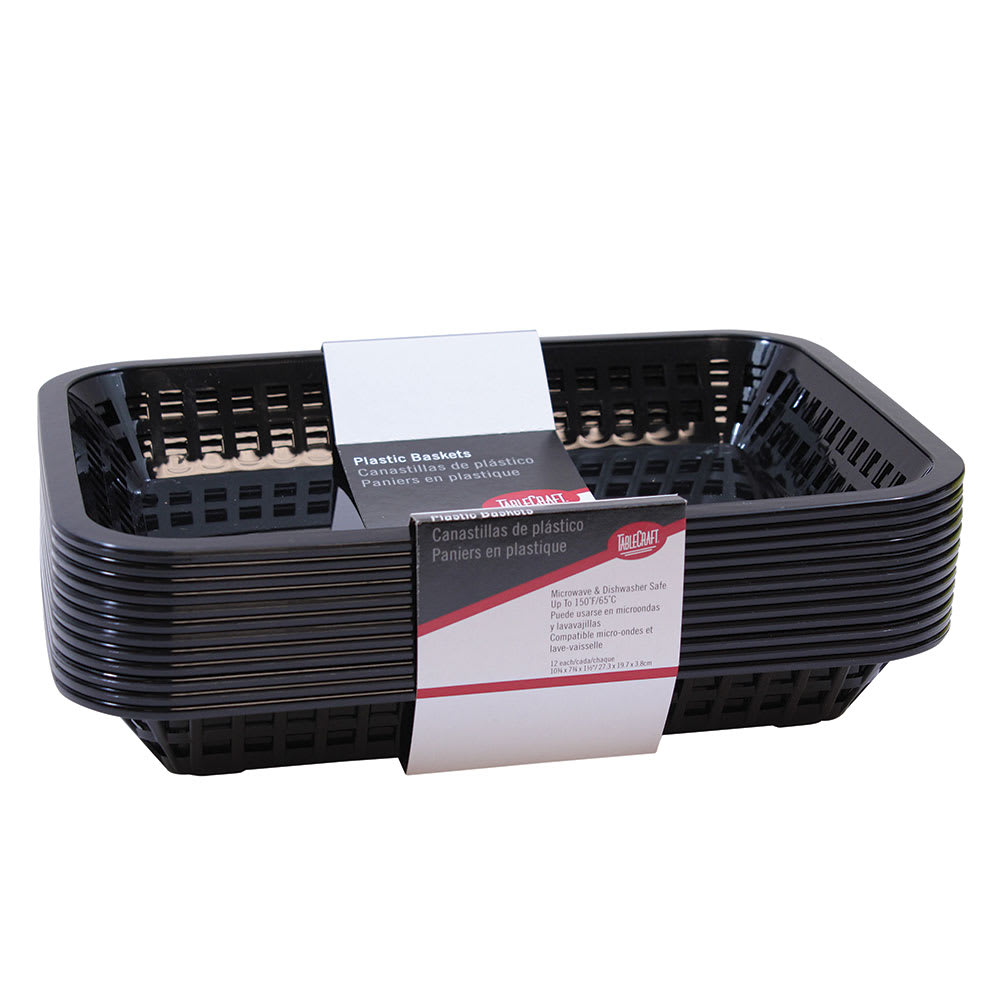 Tablecraft C1077BK Cash And Carry Grande Baskets, 10.75 x 7.75 x 1.5", Rectangular, Black