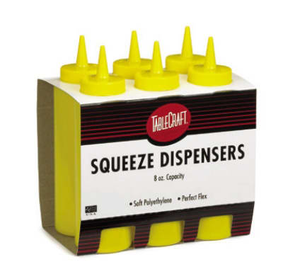 Tablecraft C108M Cash And Carry Squeeze Dispenser, 8-oz, Yellow
