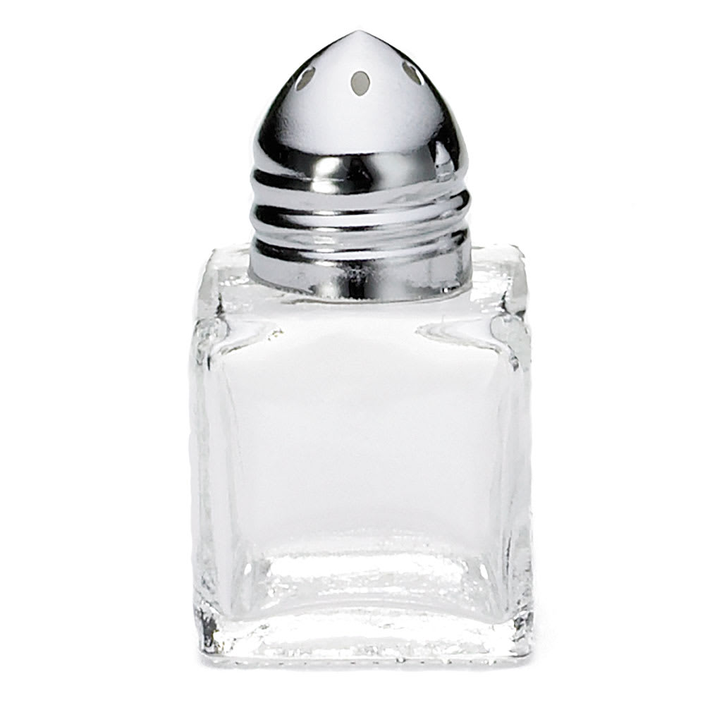 Tablecraft C30A Salt / Pepper Shaker, 1/2 oz, Cube Glass, Chrome Top