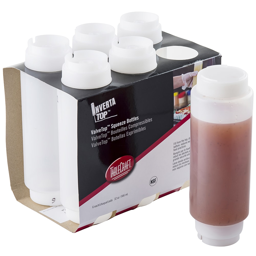 Tablecraft C32SV 32 oz Invertatop Squeeze Dispenser Polyethylene, Clear