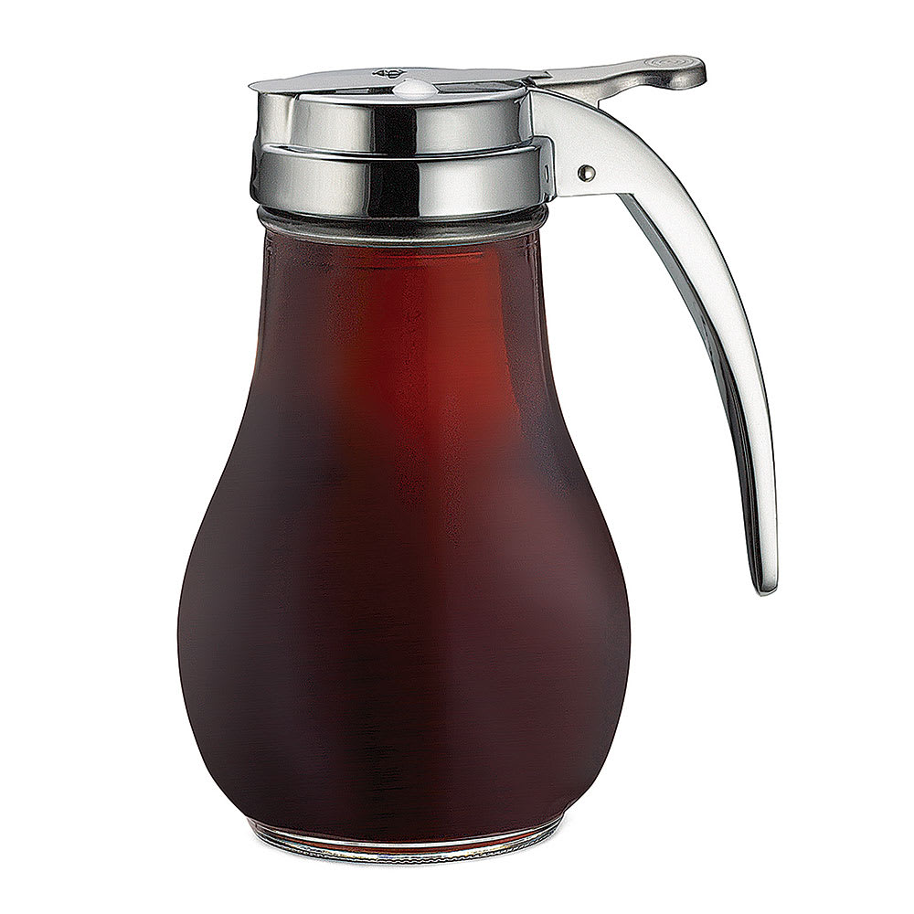 Tablecraft C414-4 Syrup Dispenser, 14 oz, Teardrop Glass, Chrome Metal Top