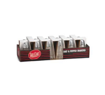 Tablecraft C80-12 Salt / Pepper Shaker, 1-1/2 oz, Glass, Chrome Top