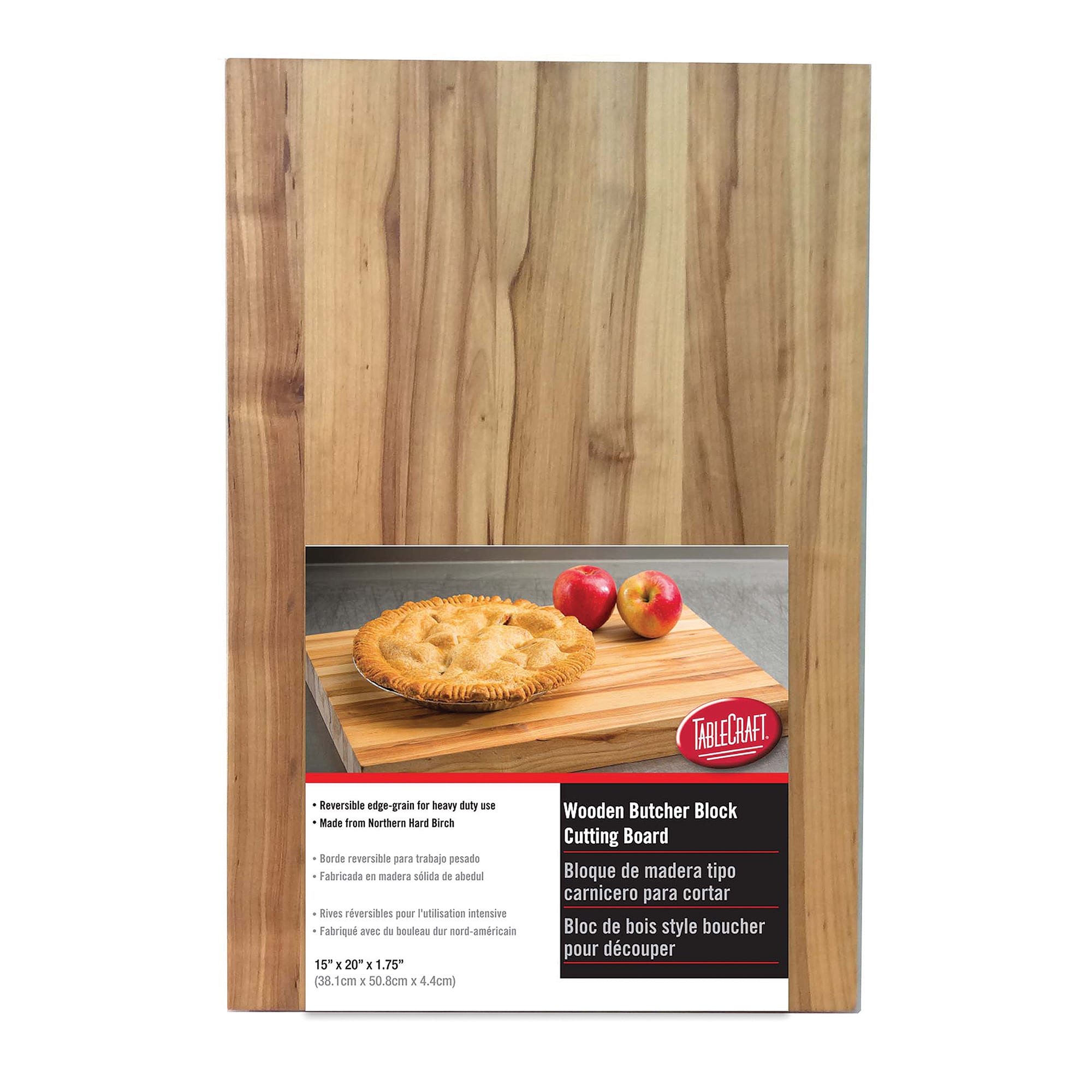 Tablecraft CBW1520175 Wood Cutting Board, 15" x 20", Birchwood