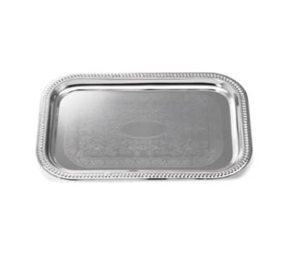 Tablecraft CT1812 Rectangular Serving Tray, Embossed Pattern, 18.25 x 12.5 in, Chrome Plated