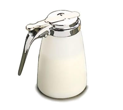 Tablecraft MW10 Dispenser, 10 oz, Polyetheylene, White, Chrome Plated Metal Top