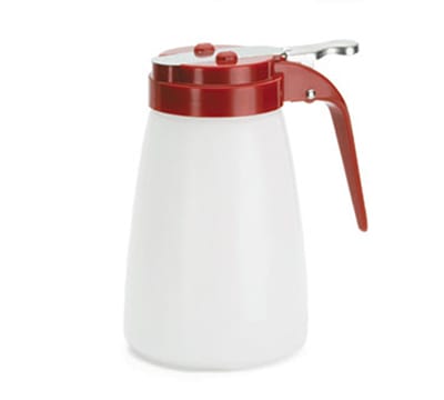 Tablecraft MW10RE 10-oz White Polyethylene Dispenser w/ Red ABS Top
