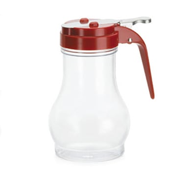 Tablecraft P410RE 10-oz Polycarbonate Teardrop Dispenser w/ Red ABS Top