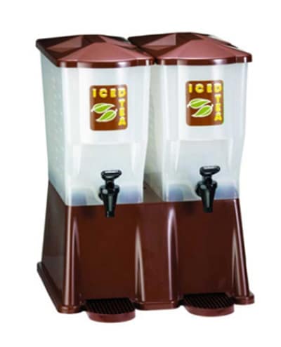 Tablecraft TW54DPH Heavy Duty Beverage Dispenser, Twin Reservoir, 3 Gallons Each, Brown