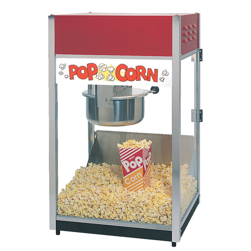 Gold Medal 2085 120240 Unimaxx-60 Popcorn Machine w/ 6-oz Spun Stainless Kettle & Red Dome, 120/240v
