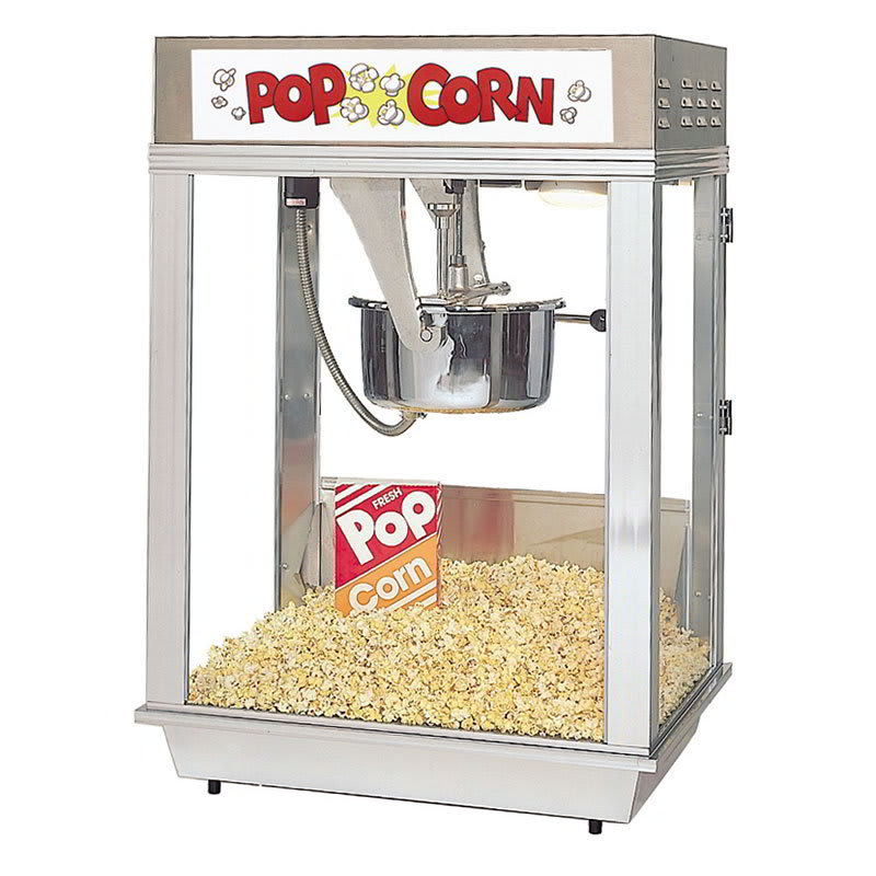 Gold Medal 2102EST 120240 Citation Popcorn Machine w/ Deluxe 16-oz Kettle & Stainless Dome, 120/240V
