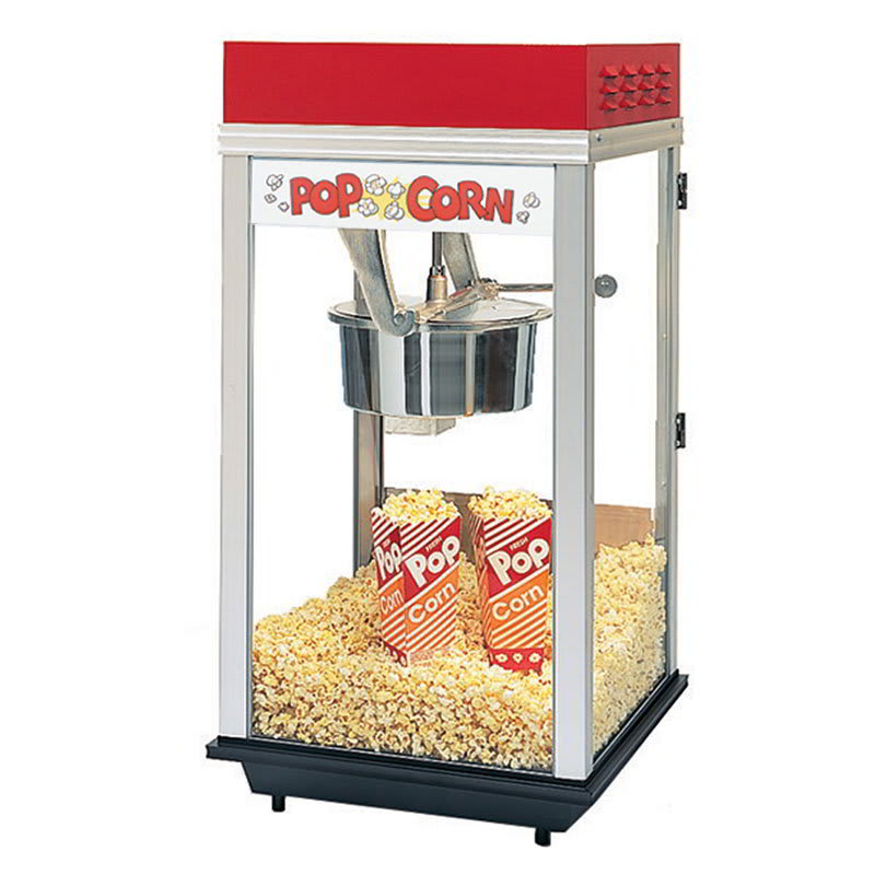 Gold Medal 2214 120208 Red Top-12 Popcorn Machine w/ 14-oz Kettle & Red Powder Dome, 120/208V