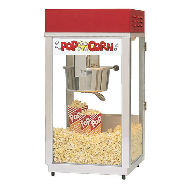 Gold Medal 2488 120208 Super 88 Popcorn Machine w/ 8-oz EZ Kettle & Red Dome, 120/208V