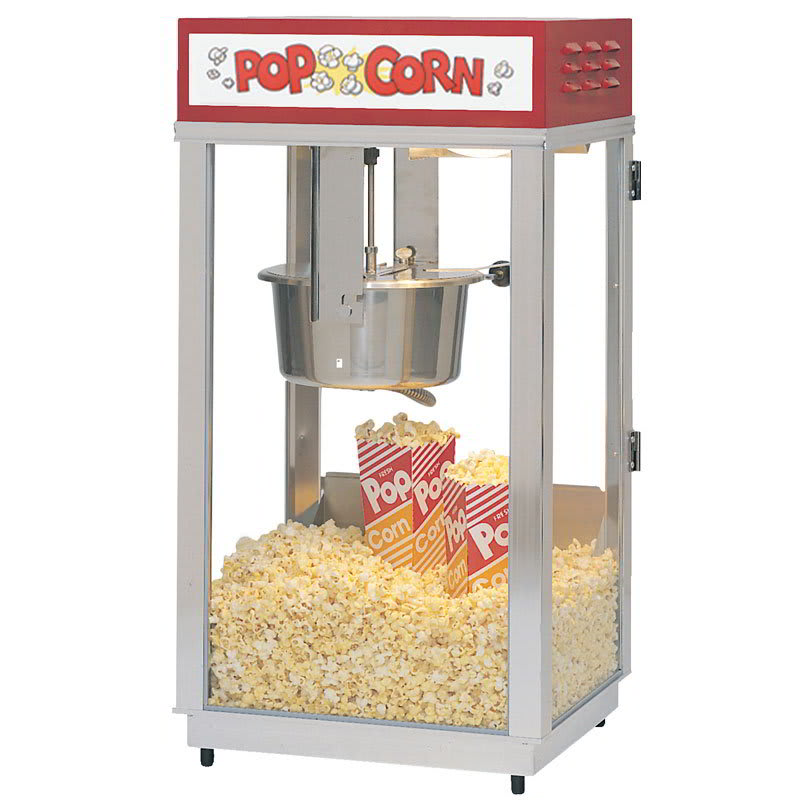 Gold Medal 2489 120208 Super 88 Popcorn Machine w/ 8-oz EZ Kettle & Red Dome, Sign, 120/208V