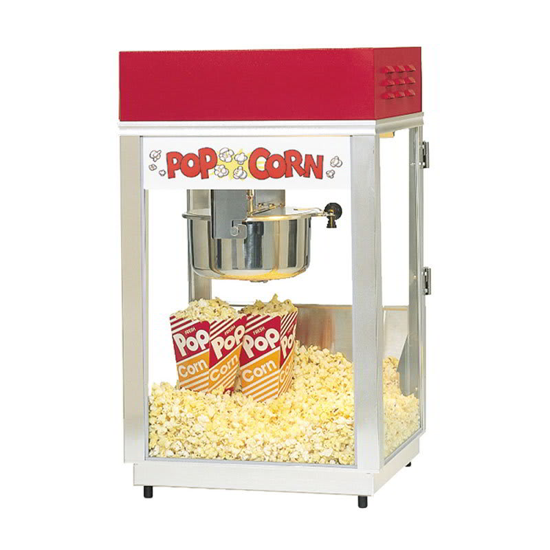 Gold Medal 2660 120208 Deluxe 60 Special Popcorn Machine w/ 6-oz Kettle & Red Dome, 120/208V