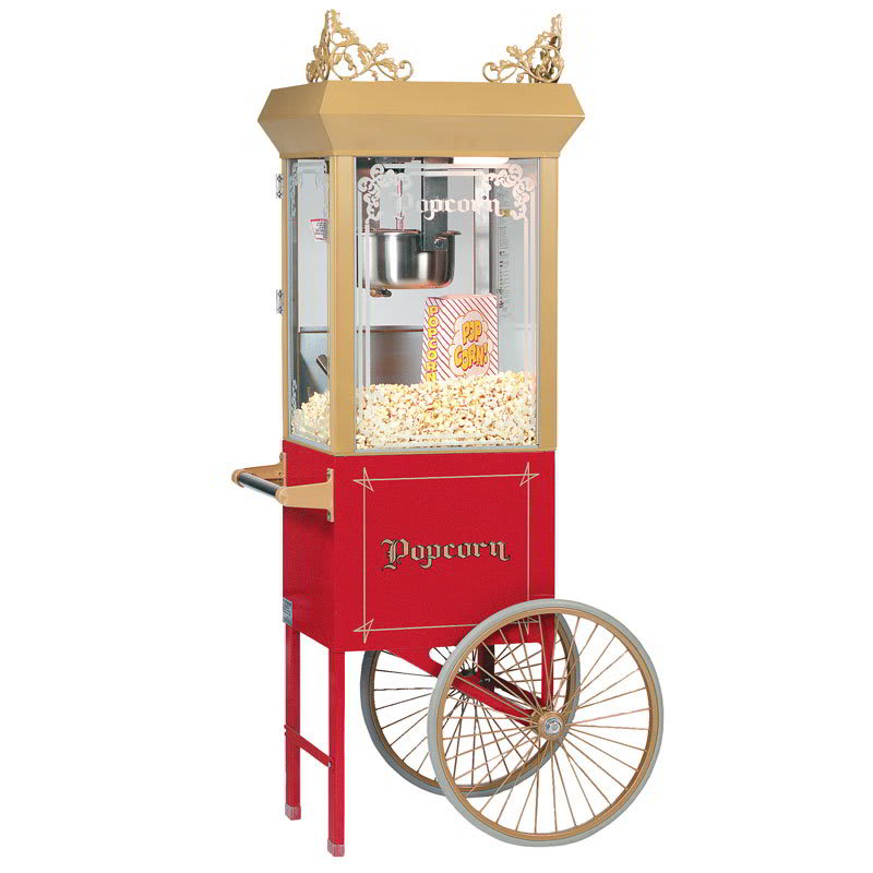 Gold Medal 2660GT 120240 Antique Deluxe Popcorn Machine w/ 6-oz Kettle & Gold Dome, 120/240V