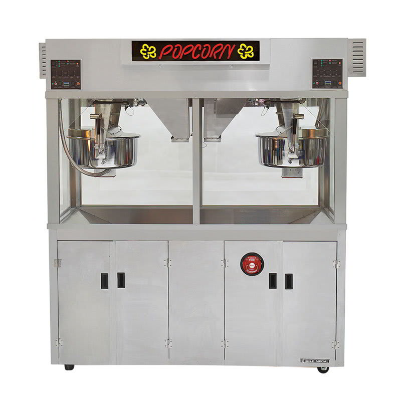 Gold Medal 2973EDN 120240 Twin Popcorn Machine w/ (2) 52-oz Kettles, 72" Cabinet, 120/240V