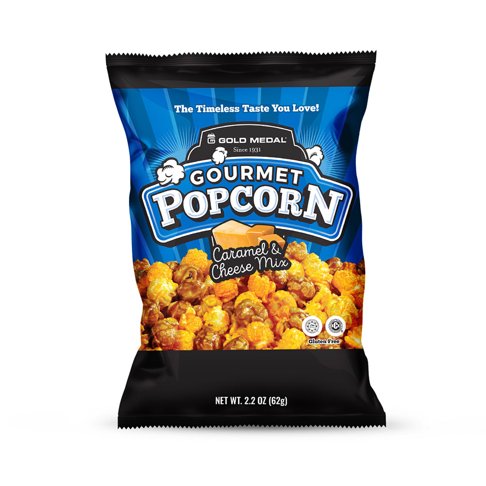 Gold Medal 3718 (24) 2.2 oz Bagged Caramel & Cheddar Cheese Popcorn