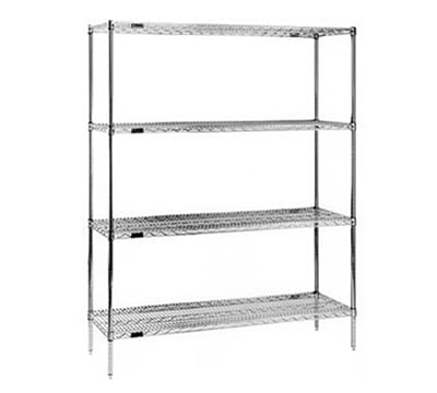 Eagle Group 2460C74-X Wire Shelving Unit - (4) 24x60" Shelves, (4) 74" Posts, Chrome Finish