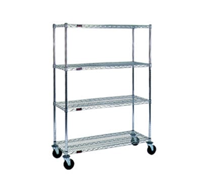 Eagle Group CC1848C-SB Stem Caster Cart - (4) 18X48" Shelf, Resilient Tread, 2-Brake, Chrome-Plated