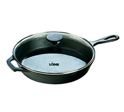 Lodge L8SKG3 10.25-in Round Cast Iron Seasoned Skillet w/ Tempered Glass Cover