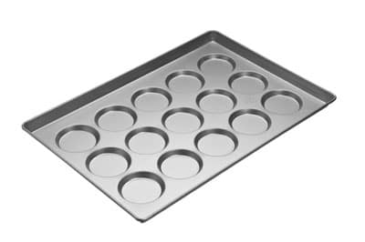 Focus 902425 Hamburger Bun/Roll And Muffin Top Pan, Holds (15) 4 in Rolls, Aluminum
