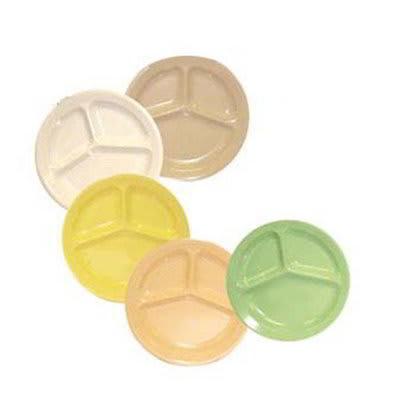 GET CP-532-G 11"3-Compartment Plastic Plate, Green, Supermel