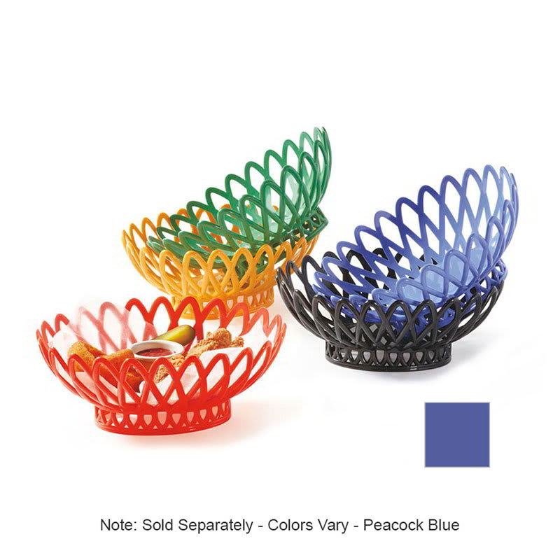 GET OB-940-PB 10"x 8-1/2"Oval Bread & Bun Basket, Plastic, Peacock Blue
