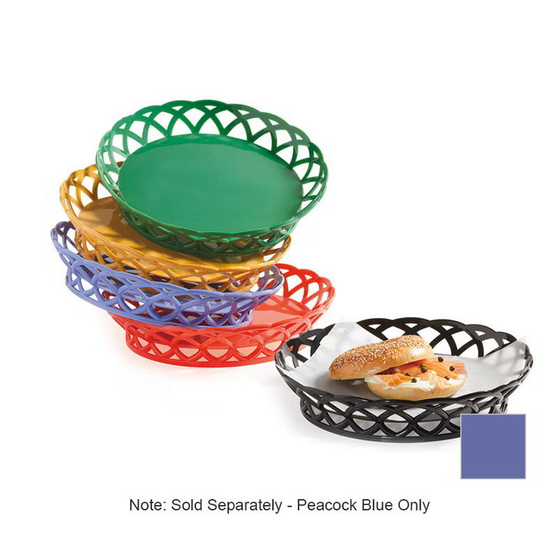 GET RB-860-PB 10"Round Bread & Bun Basket, Plastic, Peacock Blue
