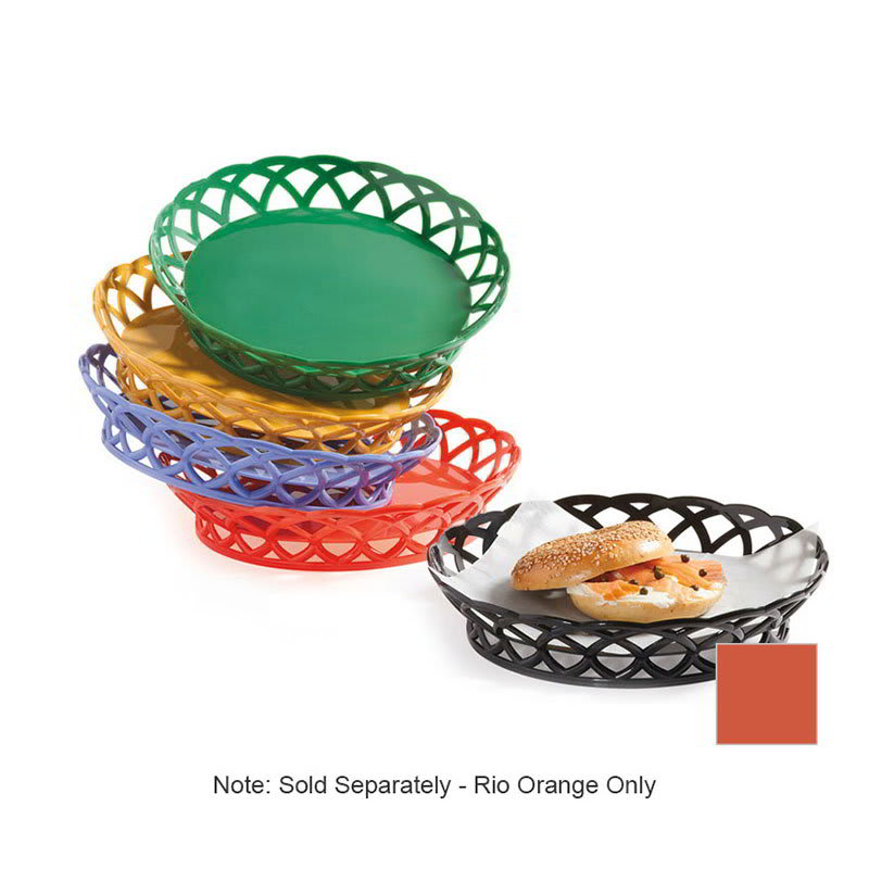 GET RB-860-RO 10"Round Bread & Bun Basket, Plastic, Rio Orange