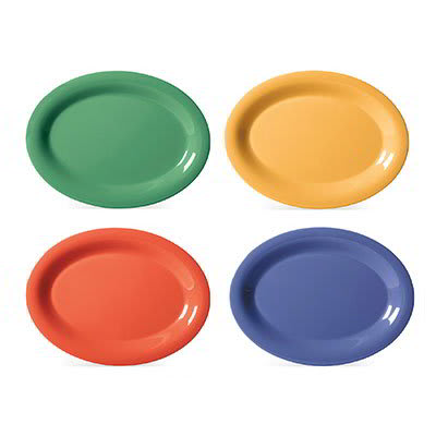 GET SP-OP-950-MIX Oval Melamine Platter, 9.75 x 7.25", Diamond Mardi Gras Colors