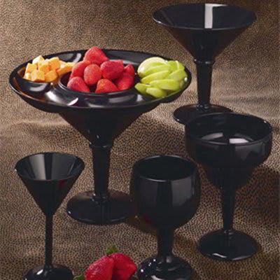 red plastic martini glasses