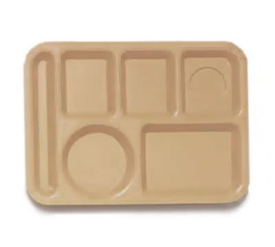 GET TL-152-T School Tray, 6 Compartment, Left-Handed, Tan