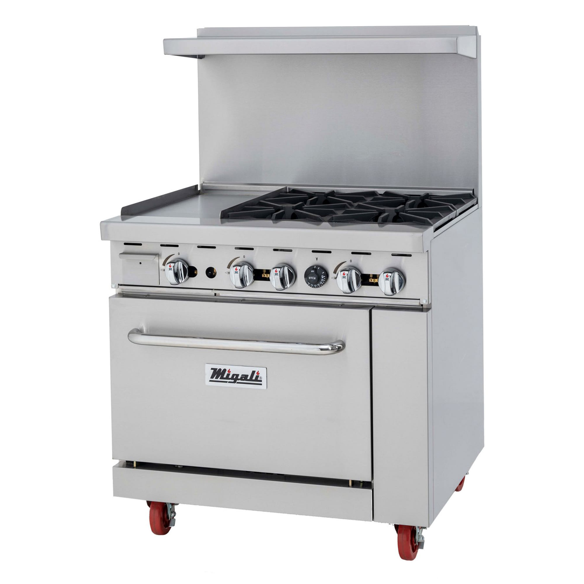 Migali C Ro4 12gl Ng 36 4 Burner Gas Range W Griddle Standard Oven Natural Gas